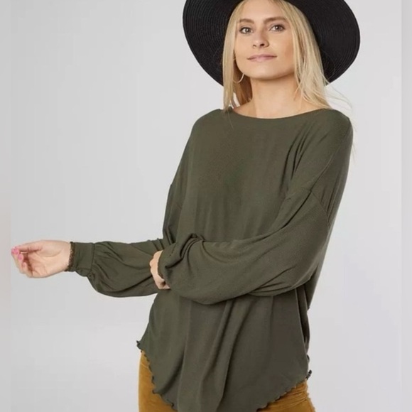 Free People Tops - FREE PEOPLE Shimmy Shake  Olive Green Women's Top Size XS